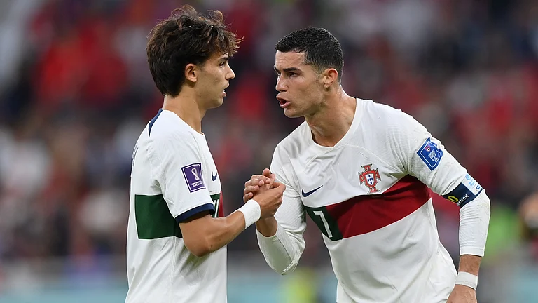 Joao Felix and Cristiano Ronaldo in action for Portugal. - File