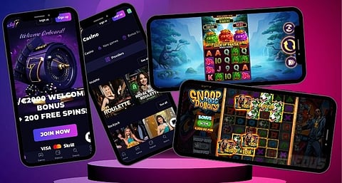 From Left: Lucky7 Mobile Page, Lobby, Luck of Panda Bonus Combo, Snoop Dogg Dollars