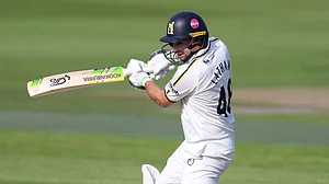 File : Tom Latham in action for New Zealand.