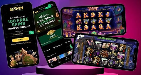 From Left: Ozwin Casino Mobile Page & Lobby, Diamond Fiesta, Bubble Bubble 2