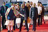 | Photo: Getty Images : Mysterious Exit: Prime Minister Narendra Modi with Jagdeep Dhankhar in Parliament on December 13, 2024