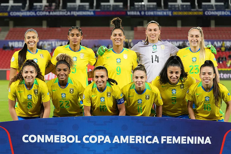 Copa America Femenina Sem-final Brazil vs Uruguay Soccer photos: Brazils starting players