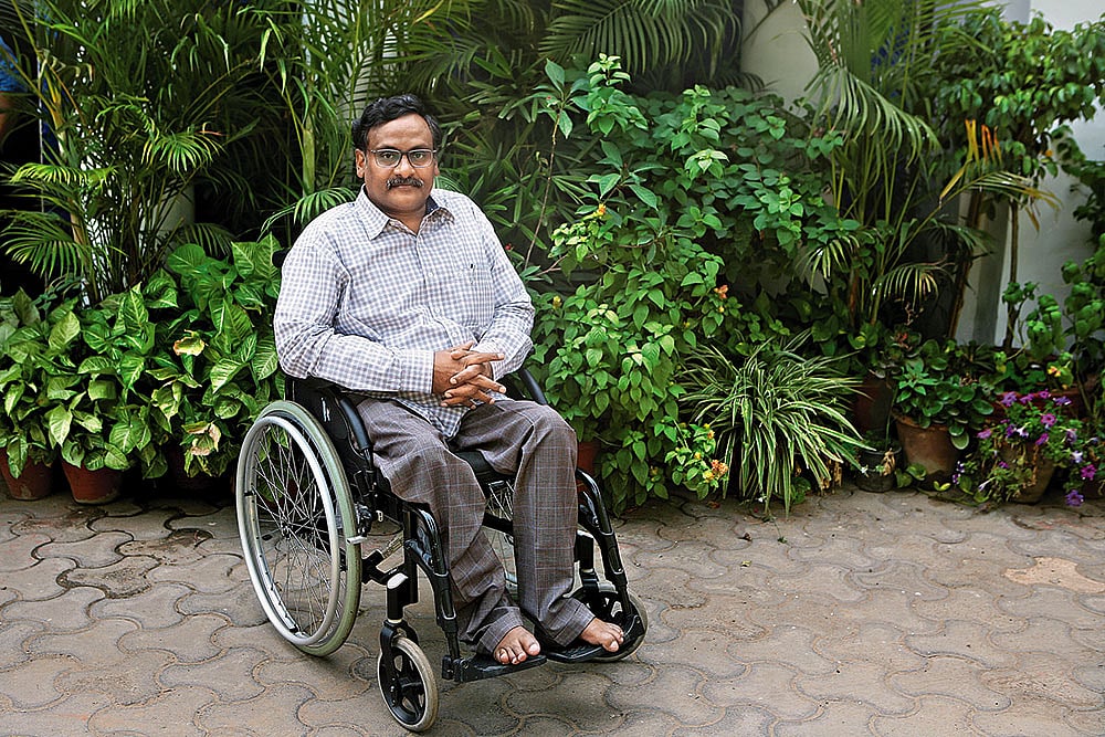 | Photo: Sanjay Rawat : Seven Years in Custody: G. N. Saibaba, a Delhi University professor, in New Delhi on May 11, 2016