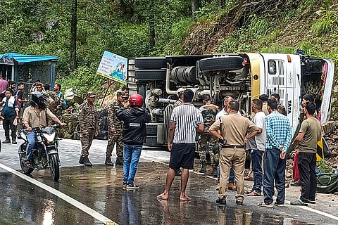 A bus with 31 army personnel overturned