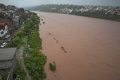 Weather: Swollen Tawi river after rainfall in Jammu