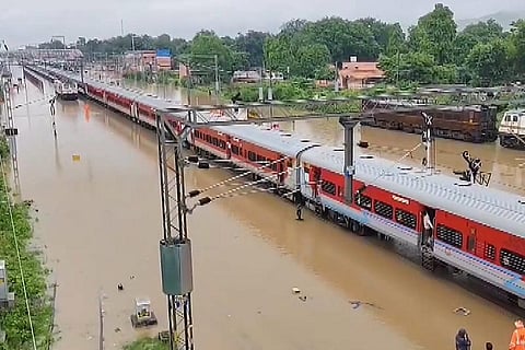 Waterlogging after rainfall in Sawai Madhopur