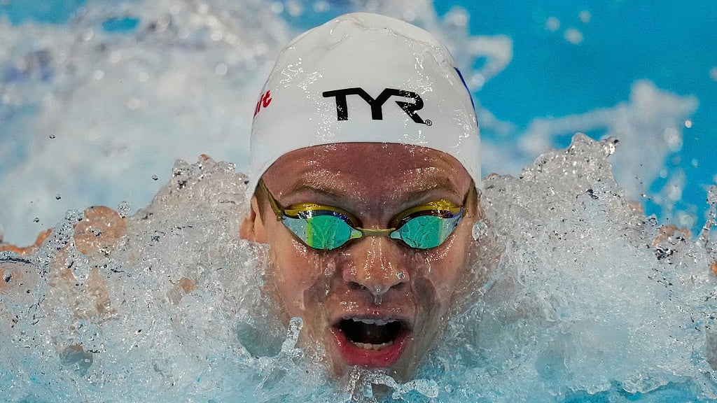 AP : Leon Marchand en route breaking the world record at the 200 metre individual medley semi-finals of the World Aquatics Championships in Singapore.