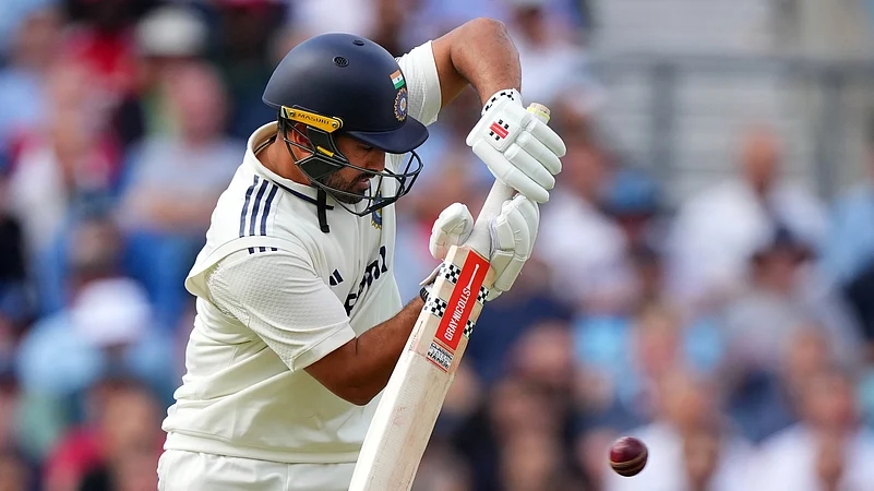 Indias Karun Nair plays a shot during the first day of the fifth. AP