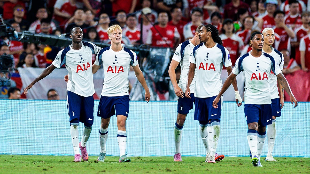 Arsenal vs Tottenham Hotspur, Pre-Season Friendlies: Pape Matar Sarr celebrates after scoring in the the North London Derby.