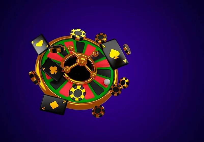 Roulette wheel, Some Chips And Cards