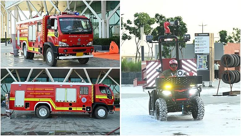 Modern fire trucks and ATV fire vehicle display