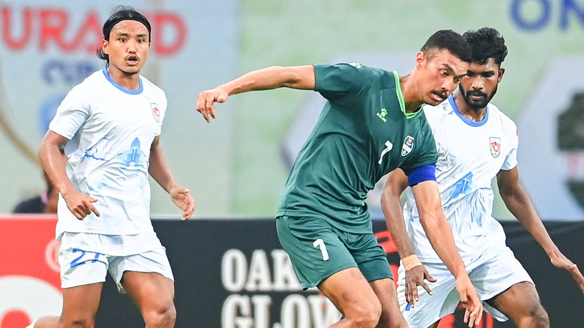 Photo: X/Durand Cup : Tribhuvan Army Club Vs 1 Ladakh FC Highlights, Durand Cup: Action from the group C match in Jamshedpur.