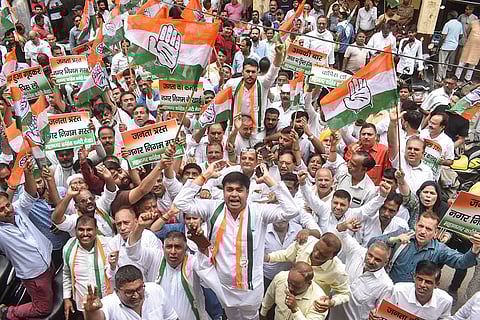 Congress protest in Meerut