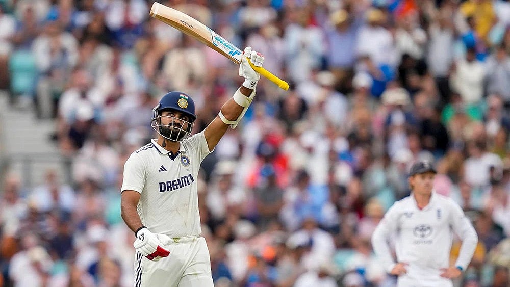 | Photo: PTI/R Senthilkumar : IND vs ENG: 5th Test Day 3 - Akash Deep celebrates his half century
