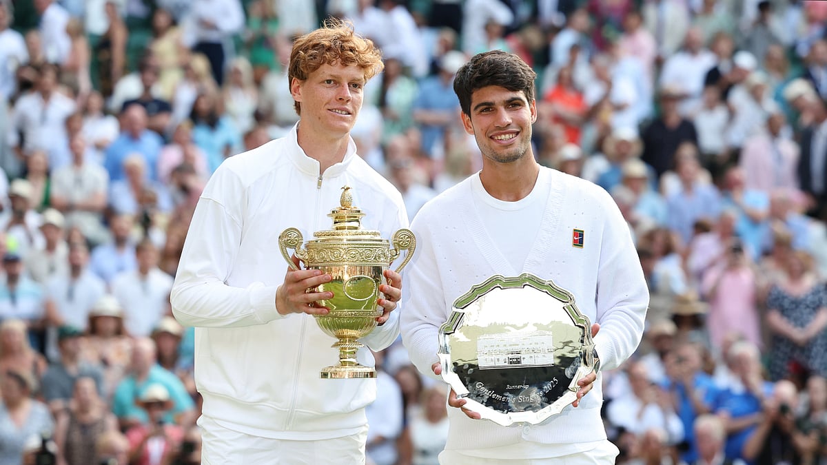 Jannik Sinner and Carlos Alcaraz at the Wimbledon final.