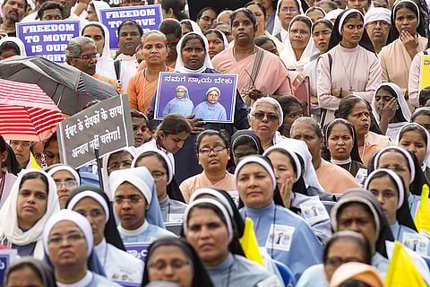 Protest against the arrest of Kerala nuns