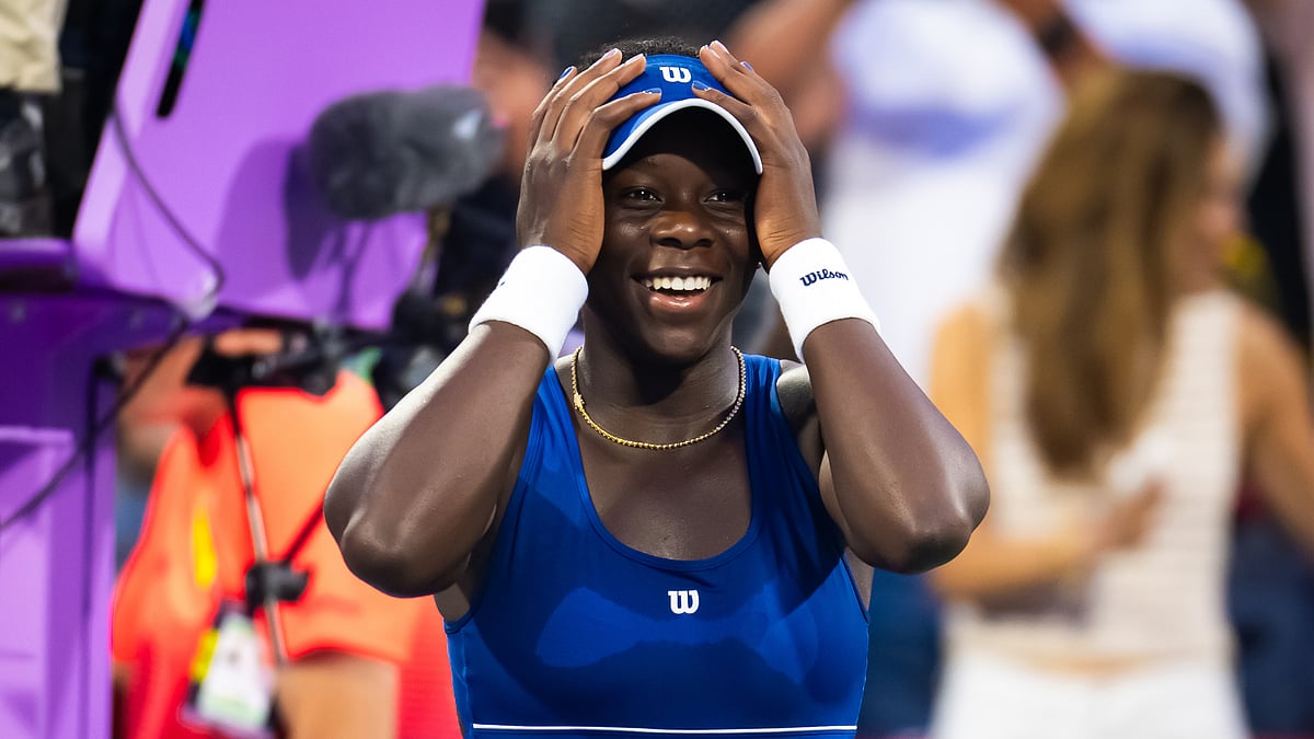 Victoria Mboko after her win over Coco Gauff at the Canadian Open