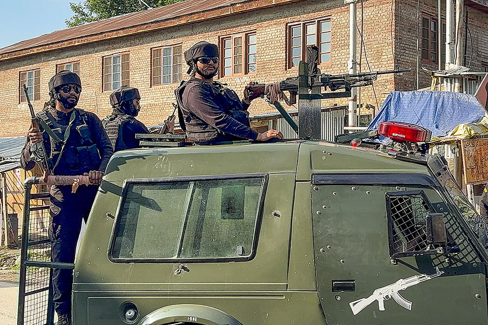 | Photo: PTI  : Encounter between security forces and terrorists in J-K's Kulgam