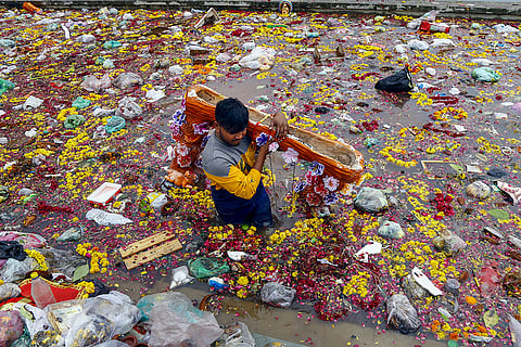 Cleanliness after Dashama festival in Ahmedabad