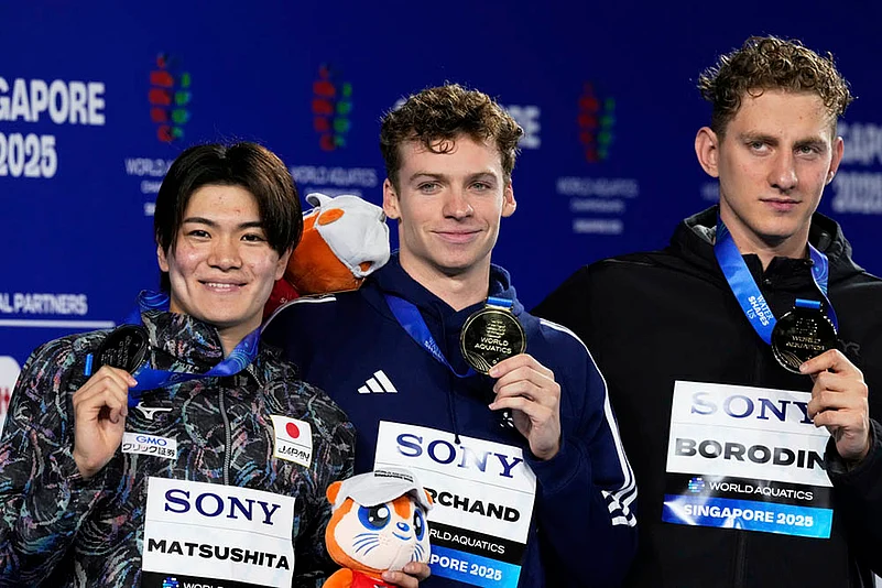 World Aquatics Championships in Singapore: mens 400-meter individual medley final- Leon Marchand
