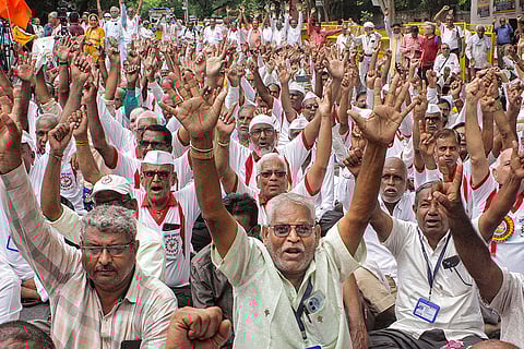 Pensioners protest in Delhi