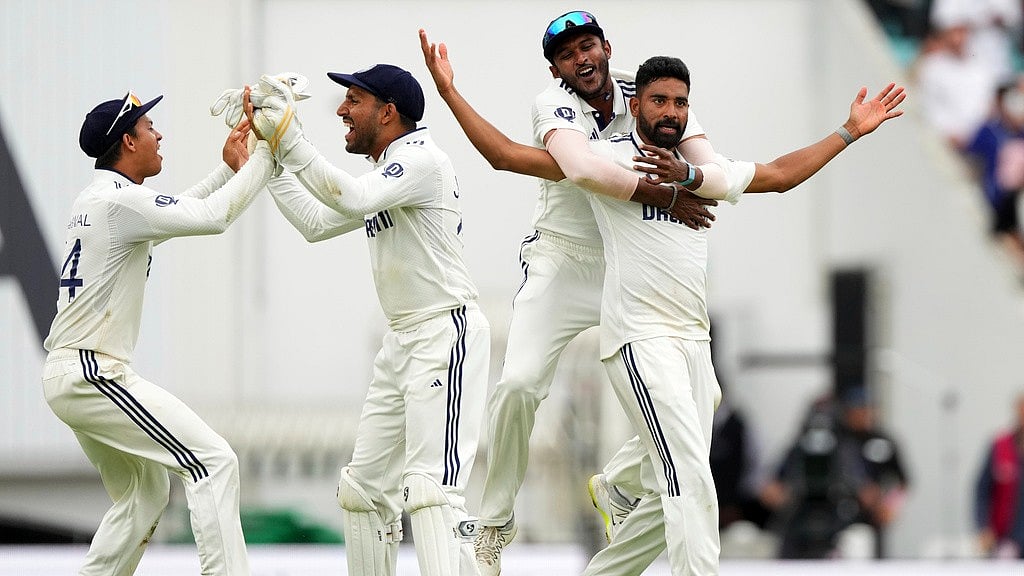 AP : IND vs ENG, 5th Test: India celebrate their six-run win over England at The Oval.