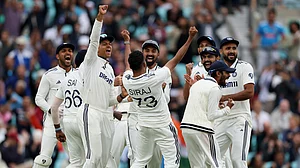 India vs England 5th Test: Indian players celebrate after securing the six-run win at The Oval.