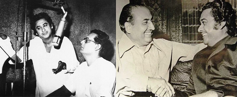 Kishore Kumar With Hemant Kumar (L) & Mohd. Rafi (R)