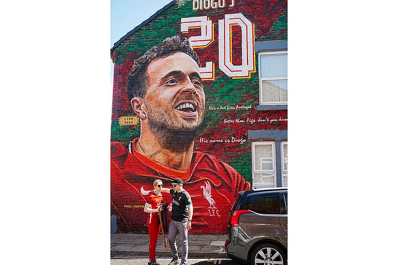 Britain Soccer Pre-season friendly Liverpool vs Athletic Bilbao: Diogo Jota mural