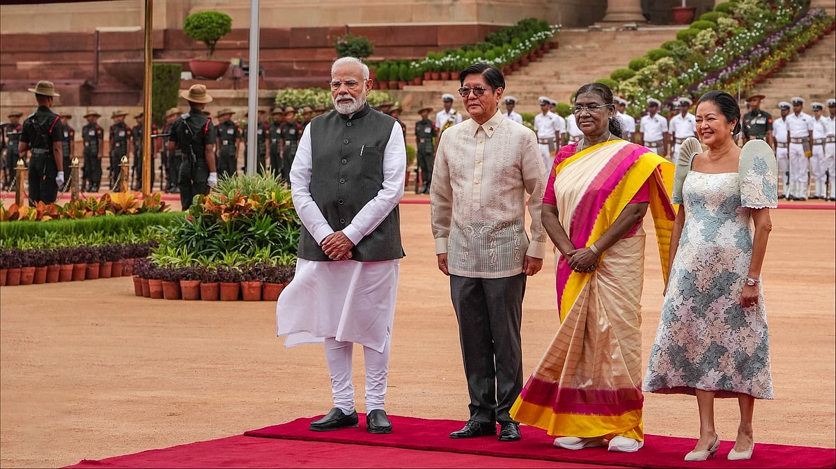 File Photo  : President Ferdinand R. Marcos Jr. of the Philippines received a ceremonial welcome at the Rashtrapati Bhavan