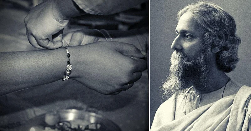 Rabindranath Tagore and a picture of tying a rakhi