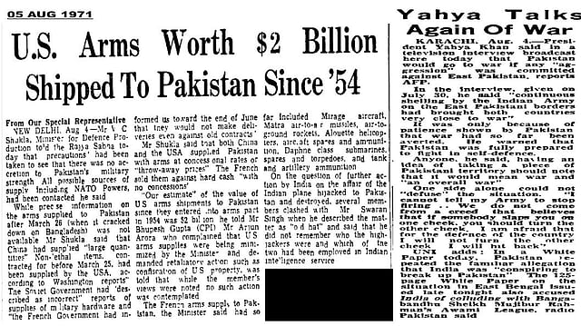 Indian Army Digs At US With 1971 Newspaper: US Arms Worth $2 Billion Shipped to Pakistan 
