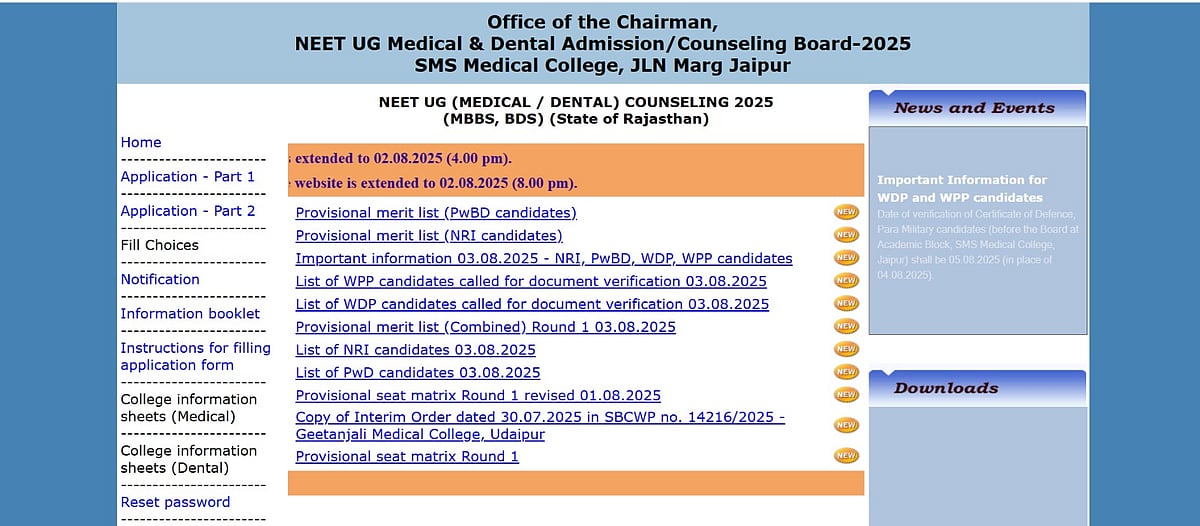 Rajasthan NEET UG 2025: Provisional Rank List Out for Round 1