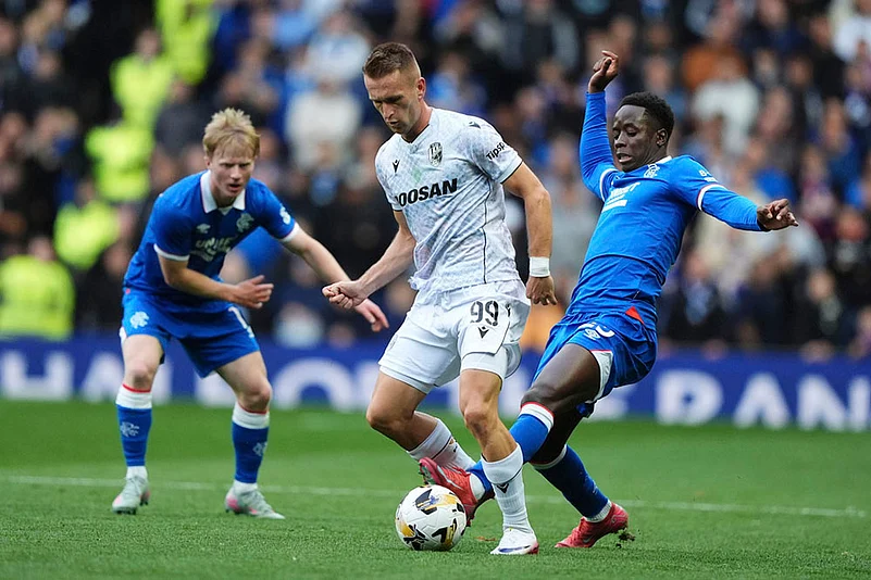 Britain Soccer Champions League Qualification Rangers Vs Viktoria Plzen_Djeidi Gassama