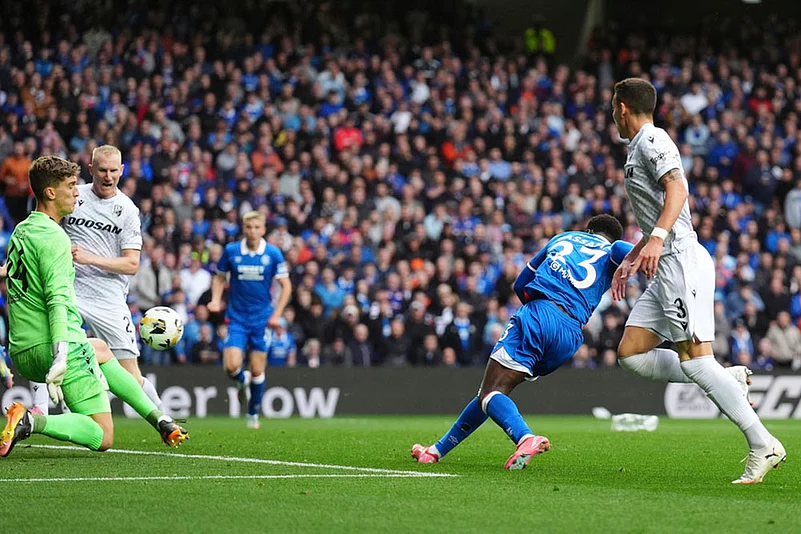 Britain Soccer Champions League Qualification Rangers Vs Viktoria Plzen_Djeidi Gassama