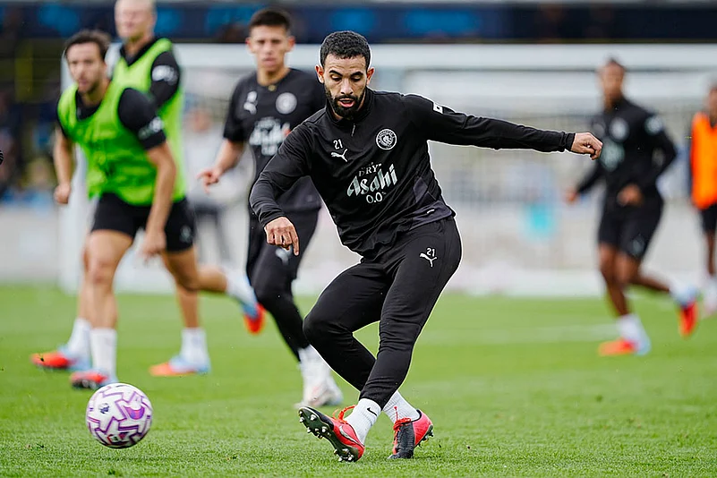 Manchester City soccer team training photos: Rayan Ait-Nouri