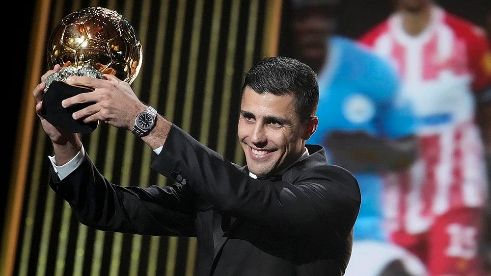 | Photo: AP/Michel Euler : Ballon d' Or Awards: Rodri receives the 2024 Men's Ballon d'Or award