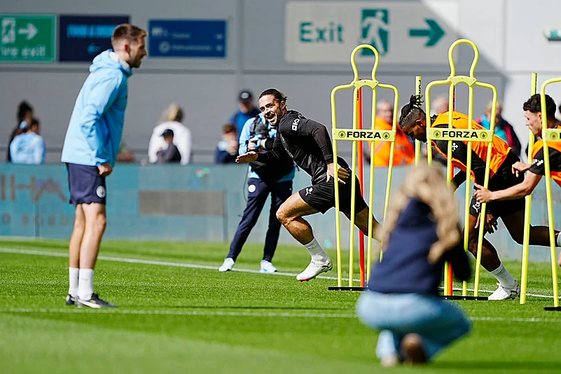 Manchester City soccer team training photos: Jack Grealish