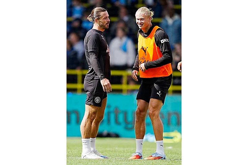 Manchester City soccer team training photos: Jack Grealish, Erling Haaland
