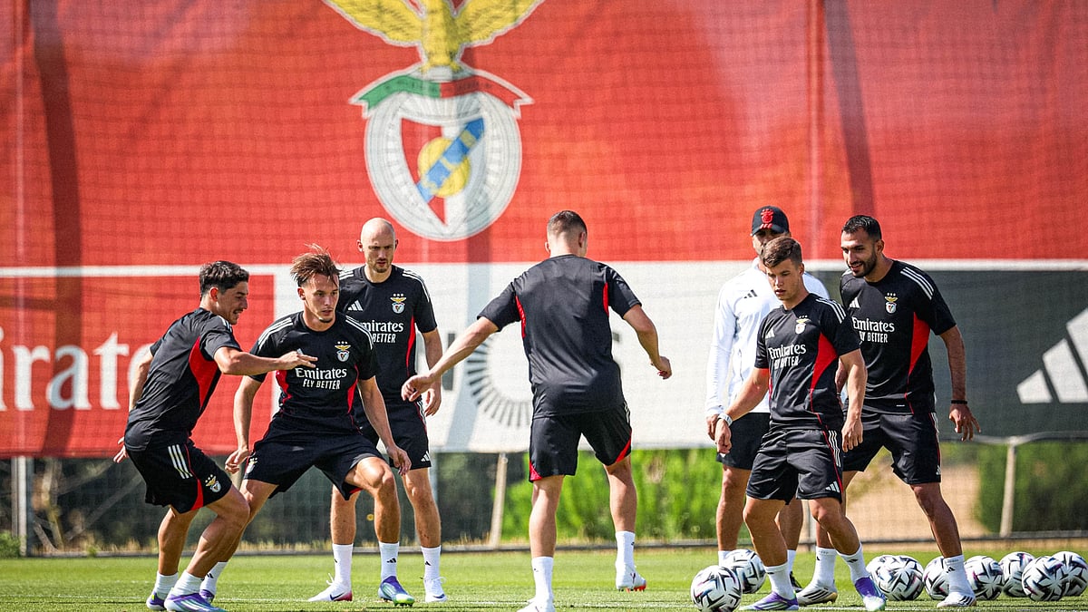 | Photo: X/SLBenfica : Nice vs Benfica, UEFA Champions League qualifiers: Benfica players train ahead of the third-round qualifier first-leg match.