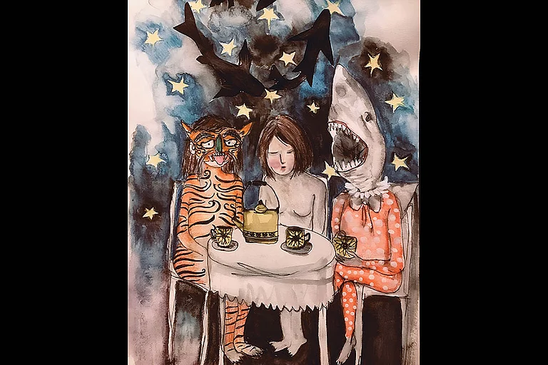 ‘Tiger, Shark and Me Sit Down for Tea’  - Artwork: Emma Haddow