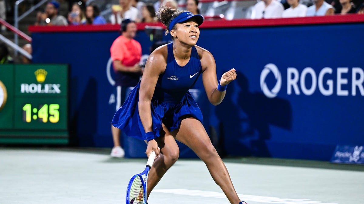 Canadian Open 2025: Naomi Osaka celebrates after securing her win against Clara Tauson.