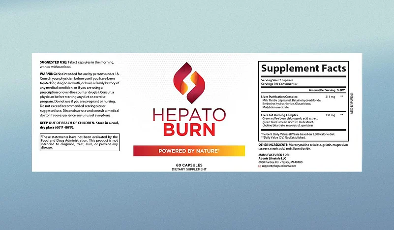 Hepato Burn label with directions and Ingredients