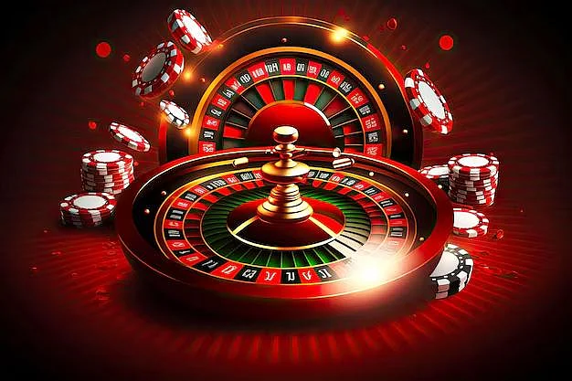 Roulette wheel and coins