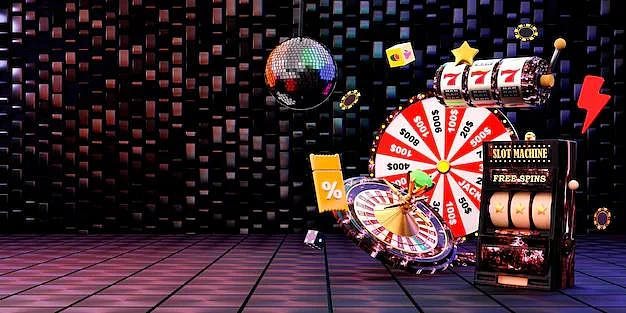 Digital casino with roulette, slot machine, and prize wheel