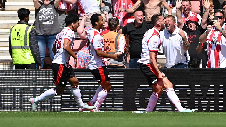 Southampton vs Wrexham, EFL Championship 2025-26: Jack Stephens celebrates his dramatic winner. - null