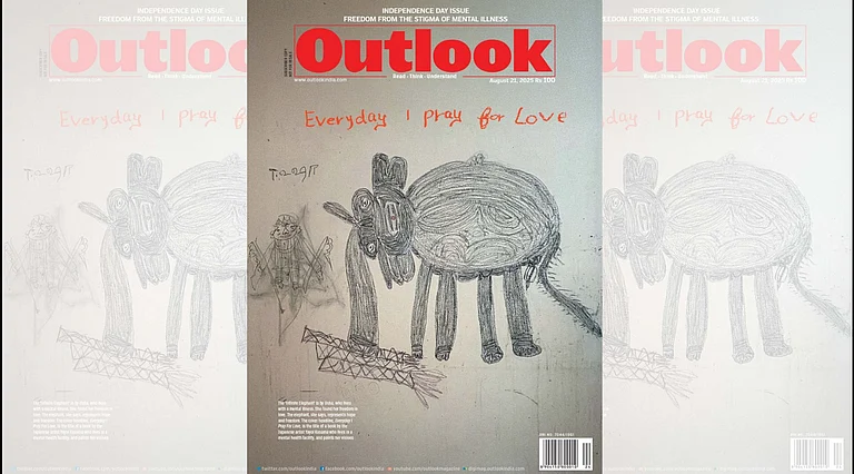 Outlook in collaboration with The Banyan hope to spark conversations in drawing rooms across India that reflect on mental health experiences in all their diversity. - The ‘Infinite Elephant’ is by Usha, who lives with a mental illness. She found her freedom in love. The elephant, she says, represents hope and freedom.