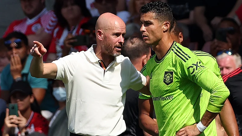 Erik ten Hag and Cristiano Ronaldo at Manchester United