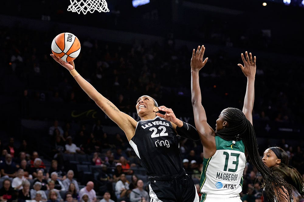 Photo: Steve Marcus/Las Vegas Sun via AP : Las Vegas Aces Seattle Storm Basketball