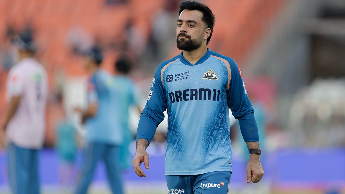 File : File photo of Rashid Khan in action for Indian Premier League side Gujarat Titans.